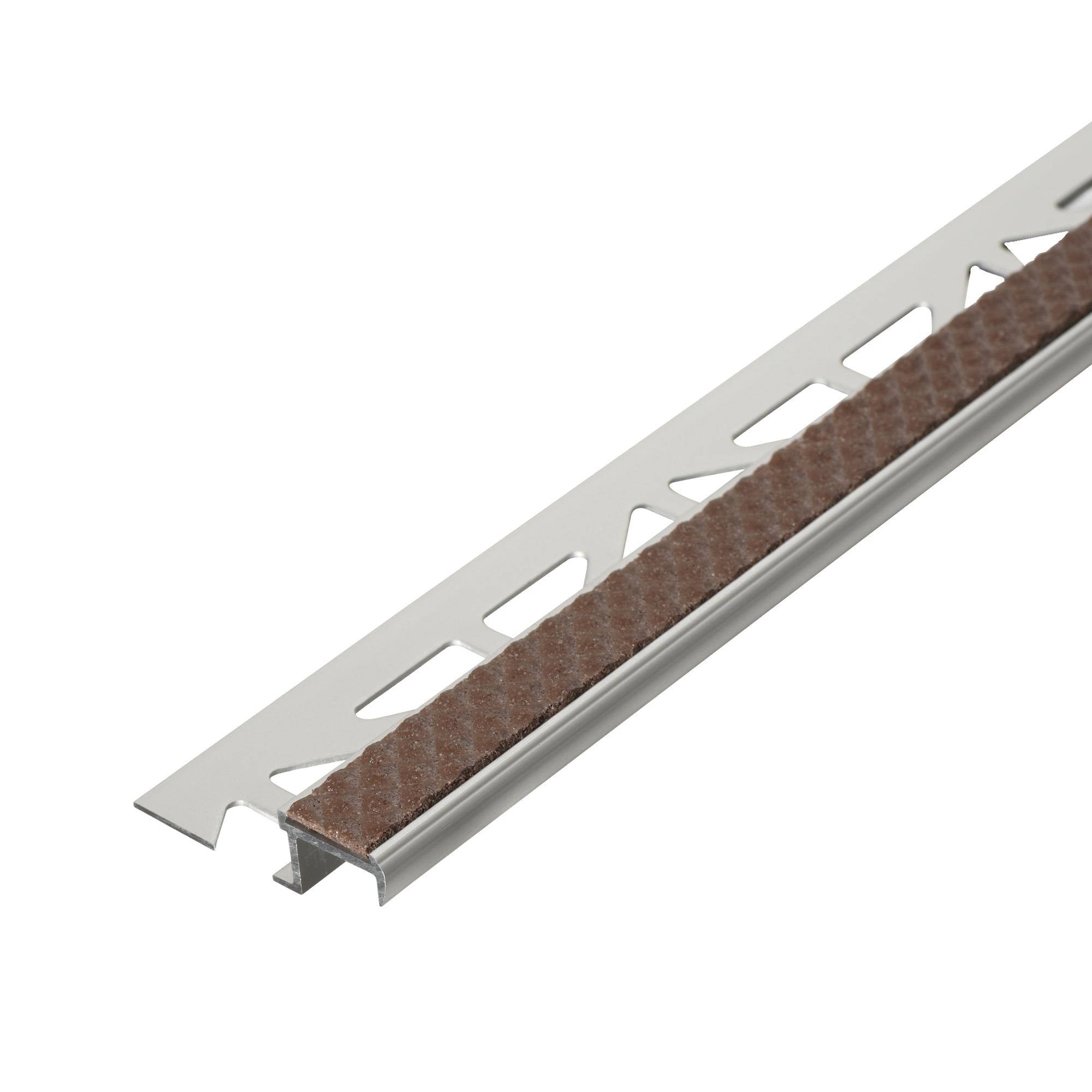 DURAL stair tread profile with insert 13 mm DIAMONDSTEP aluminium anodised rich brown 9mm 250cm