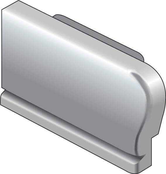 DURAL end cap left DIAMONDSTEP aluminium anodised silver 9mm