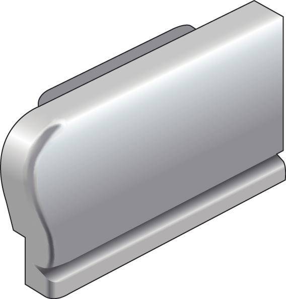 DURAL end cap right DIAMONDSTEP aluminum anodized silver 9mm