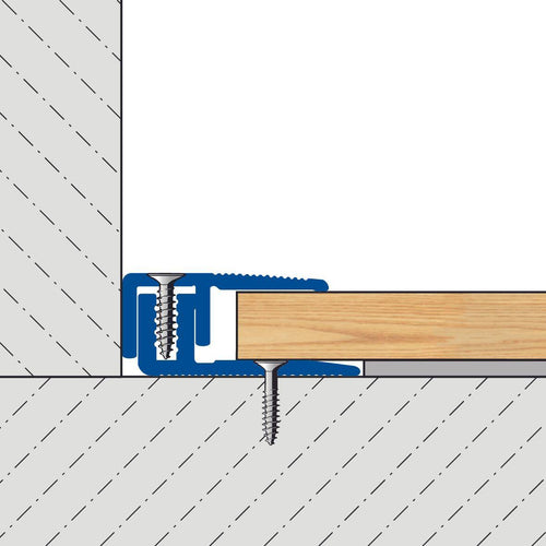 DURAL eindprofiel met extra brede steunpoot DUOFLOOR BORDER aluminium geanodiseerd zilver 6mm 270cm