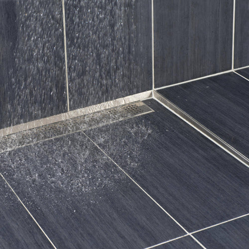 DURAL Wandanschluss Gefällekeil links (in Blickrichtung zur Rinne) SHOWER-GK TILE Edelstahl (V2A/304) gebürstet 10mm 148cm