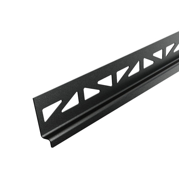 Wandanschluss Gefällekeil links (in Blickrichtung zur Rinne) SHOWER-GK TILE Edelstahl (V2A/304) schwarz matt RAL 9011 strukturbeschichtet 12,5mm 200cm