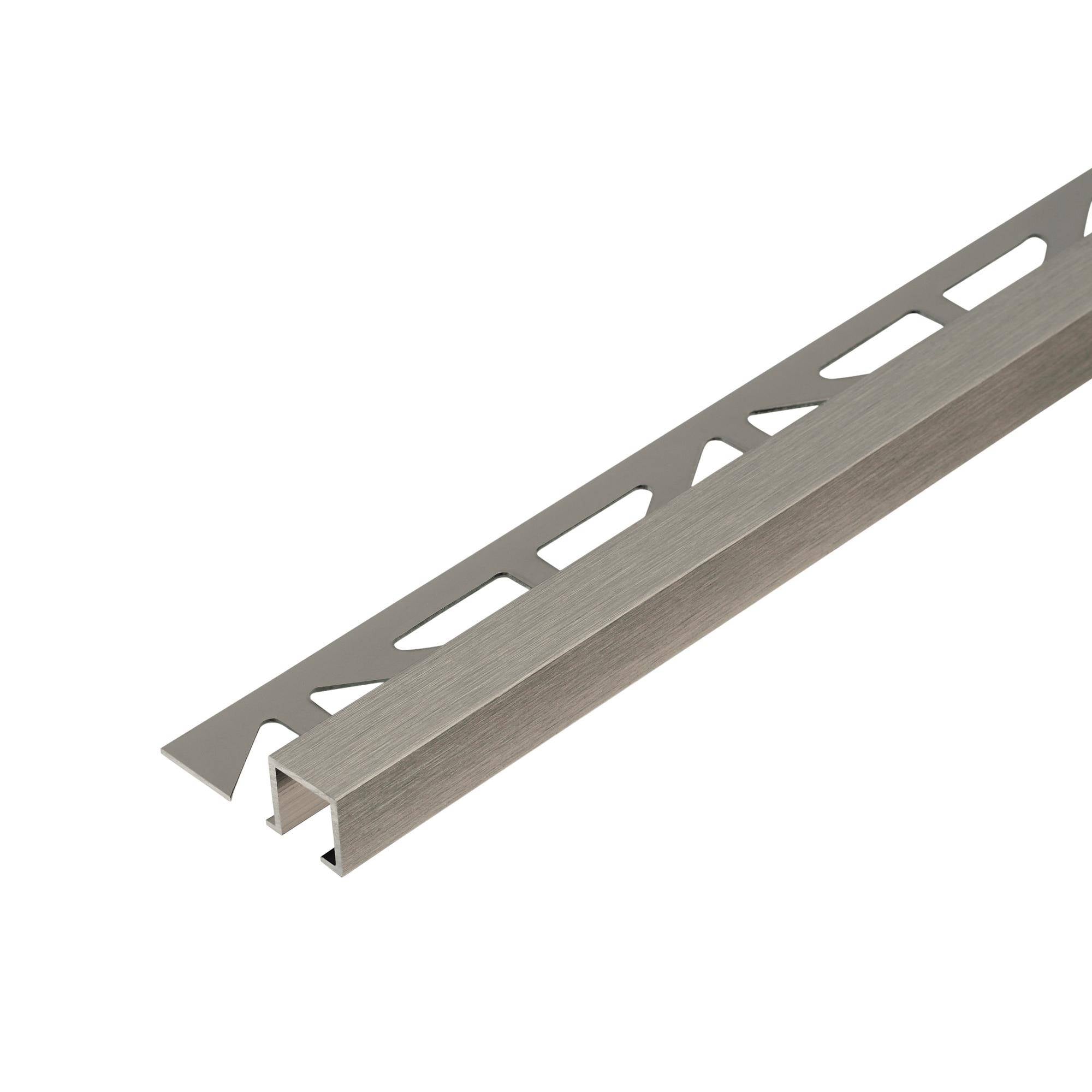 DURAL eindprofiel SQUARELINE aluminium hoogglans geanodiseerd geborsteld titanium 9mm 250cm