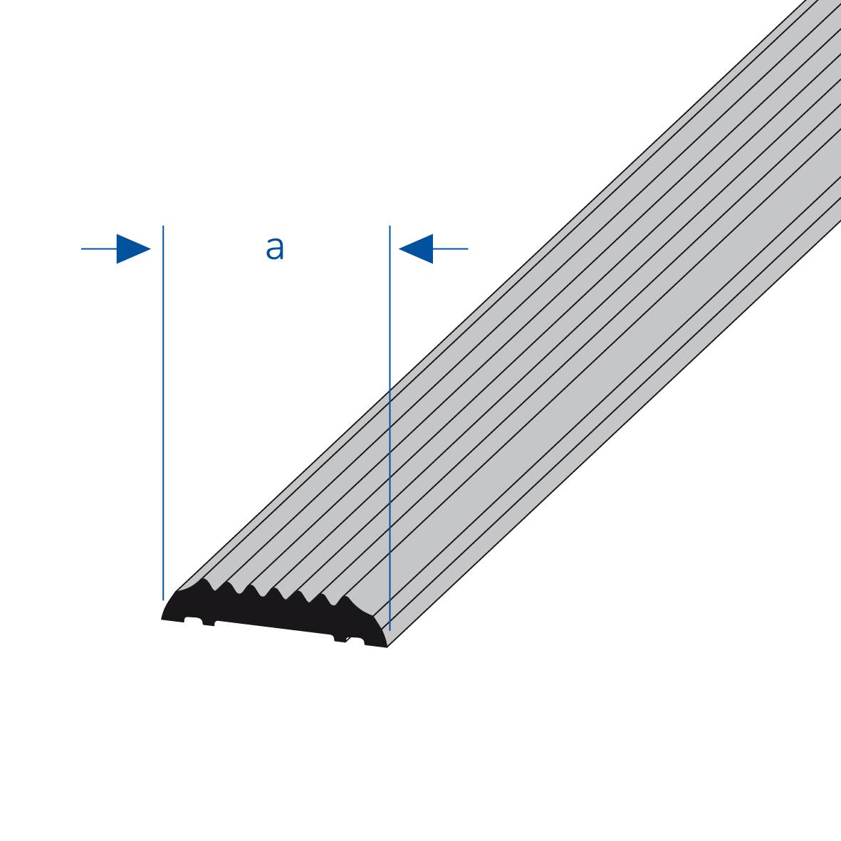 DURAL inzetstuk STEP PVC zwart gegroefd 25 strekkende meter