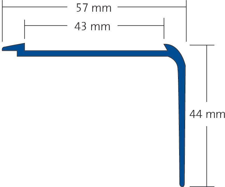 DURAL Treppenstufenprofil für 1 x Einlage 43 mm TREDSAFE Aluminium eloxiert silber 44mm 250cm