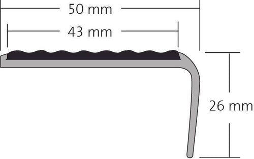 DURAL traptredeprofiel voor 2 x inzetstukken 13 mm TREDSAFE PVC zilver geanodiseerd 24mm 250cm