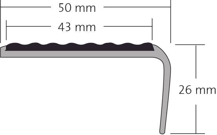 DURAL Treppenstufenprofil für 2 x Einlage 13 mm TREDSAFE PVC silber eloxiert 24mm 250cm