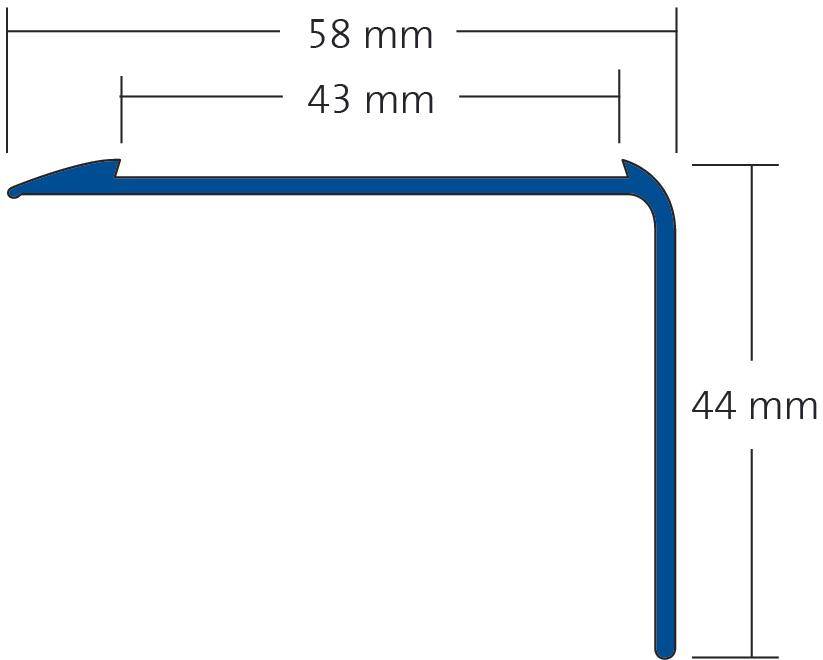 DURAL traptredeprofiel voor 1 x inzetstuk 43 mm TREDSAFE aluminium geanodiseerd zilver 44mm 250cm