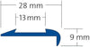 DURAL traptredeprofiel voor 1 x inzetstuk 13 mm TREDSAFE rubber zilver geanodiseerd 9mm 250cm