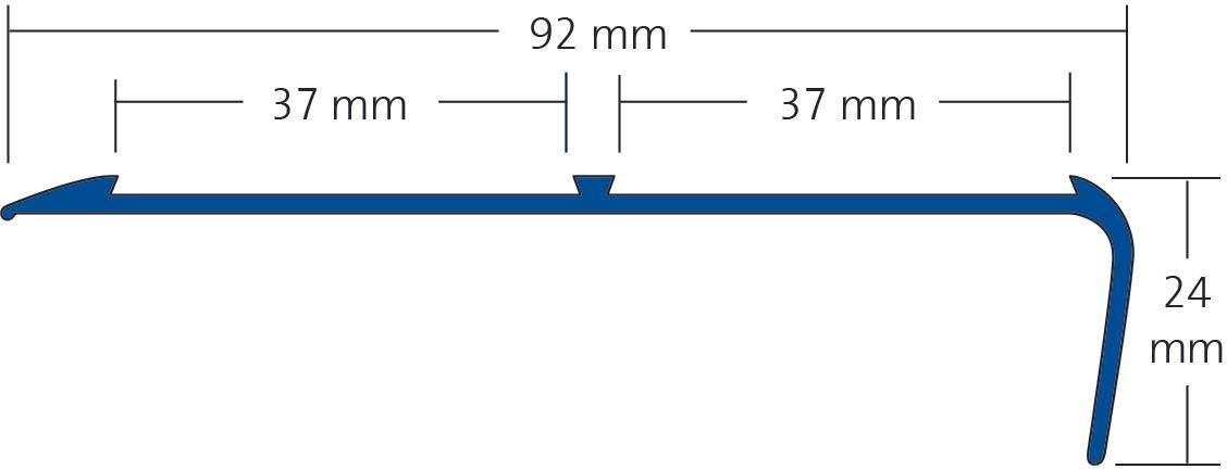 DURAL traptredeprofiel voor 2 x inzetstukken 37 mm TREDSAFE aluminium geanodiseerd zilver 24mm 250cm